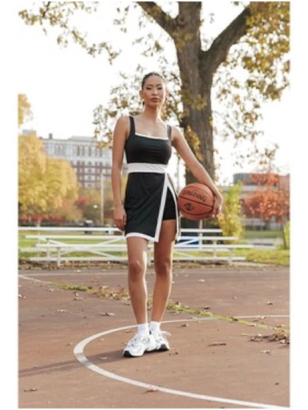 GOLD HINGE Square Neck Sleeveless Black White Lined Active Dress XL